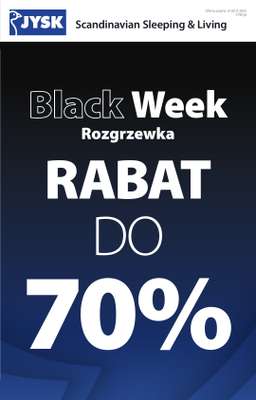 Jysk - gazetka promocyjna Black Week Rozgrzewka. Rabat do 70% od środy 12.11 do niedzieli 30.11