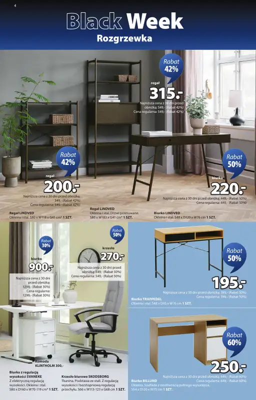 Jysk - gazetka promocyjna Black Week Rozgrzewka. Rabat do 70% od środy 12.11 do niedzieli 30.11 - strona 4