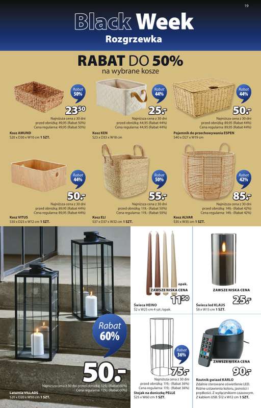 Jysk - gazetka promocyjna Black Week Rozgrzewka. Rabat do 70% od środy 12.11 do niedzieli 30.11 - strona 19