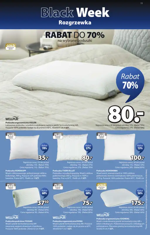 Jysk - gazetka promocyjna Black Week Rozgrzewka. Rabat do 70% od środy 12.11 do niedzieli 30.11 - strona 11