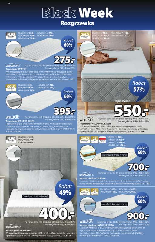 Jysk - gazetka promocyjna Black Week Rozgrzewka. Rabat do 70% od środy 12.11 do niedzieli 30.11 - strona 10