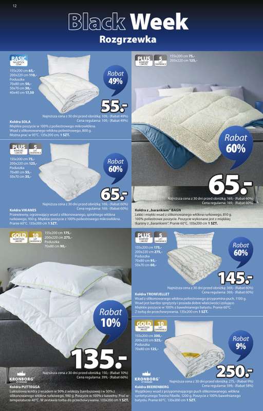 Jysk - gazetka promocyjna Black Week Rozgrzewka. Rabat do 70% od środy 12.11 do niedzieli 30.11 - strona 12
