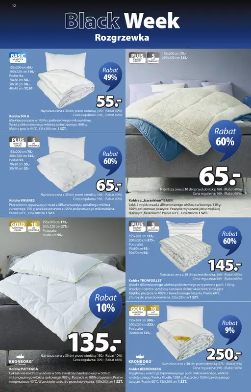 Jysk - gazetka promocyjna Black Week Rozgrzewka. Rabat do 70% od środy 12.11 do niedzieli 30.11 - strona 12