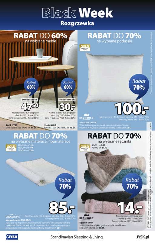 Jysk - gazetka promocyjna Black Week Rozgrzewka. Rabat do 70% od środy 12.11 do niedzieli 30.11 - strona 24