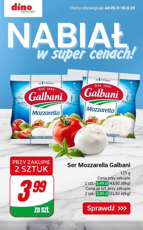 Dino - gazetka promocyjna Nabiał w SUPER cenach! od czwartku 06.11 do wtorku 11.11