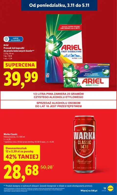 Lidl - gazetka promocyjna Oferta od poniedziałku od poniedziałku 03.11 do środy 05.11 - strona 13
