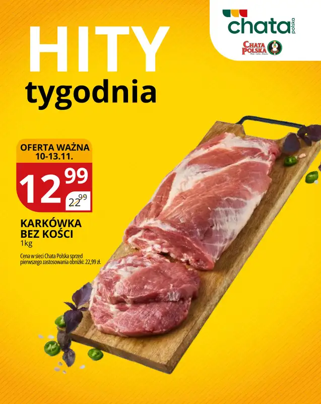 Chata Polska - gazetka promocyjna Hity tygodnia od poniedziałku 10.11 do czwartku 13.11