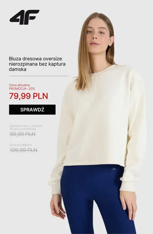 4F - gazetka promocyjna Bluzy i spodnie dresowe dla niej – super oferty! od środy 05.11  - strona 2