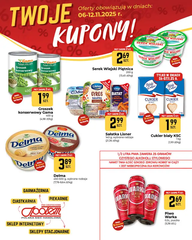 Społem Częstochowa - gazetka promocyjna Plakaty promocyjne od czwartku 06.11 do środy 12.11 - strona 2