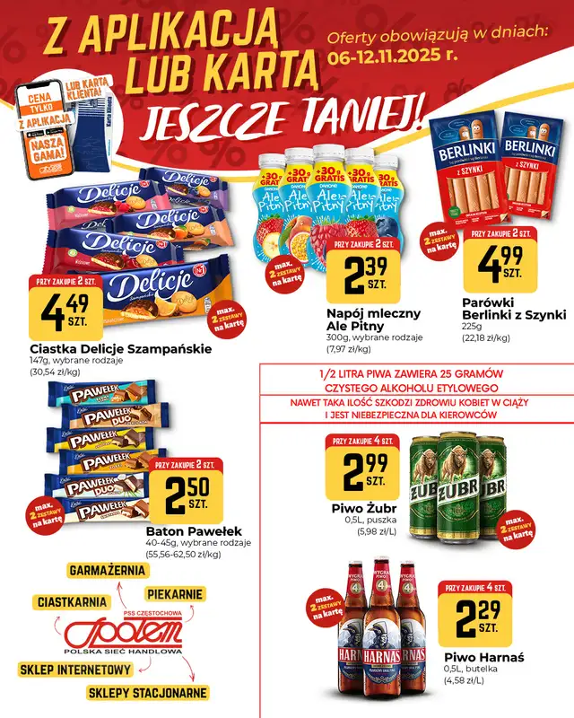 Społem Częstochowa - gazetka promocyjna Plakaty promocyjne od czwartku 06.11 do środy 12.11