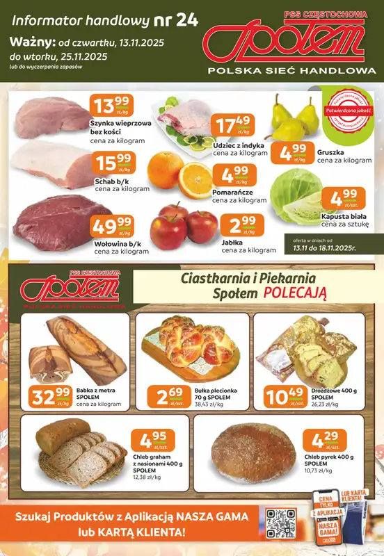 Społem Częstochowa - gazetka promocyjna Gazetka od czwartku 13.11 do wtorku 25.11