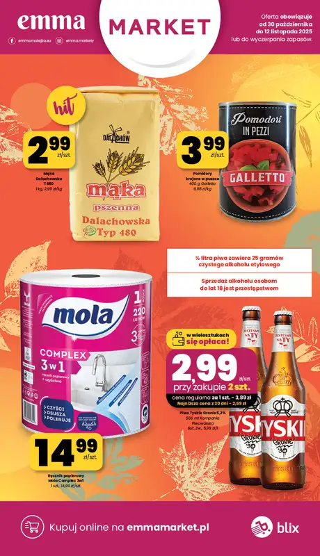 emma MARKET - gazetka promocyjna Gazetka od czwartku 30.10 do środy 12.11