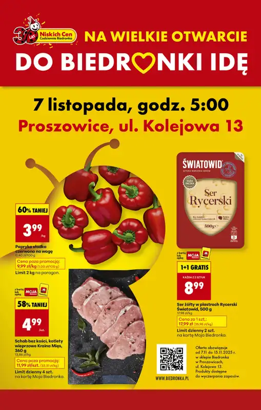 Biedronka - gazetka promocyjna BIEDRONKA WIELKIE OTWARCIE! PROSZOWICE, ul. Kolejowa 13 od piątku 07.11 do soboty 15.11