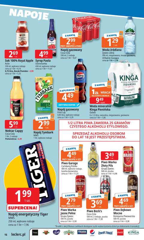 Leclerc - gazetka promocyjna Oferta E.Leclerc | Tanio to tu! od poniedziałku 10.11 do poniedziałku 17.11 - strona 16