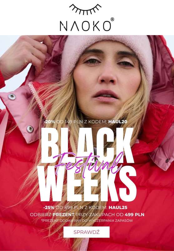 BLACK FRIDAY - gazetka promocyjna Naoko | -20% od 149 zł od czwartku 06.11 