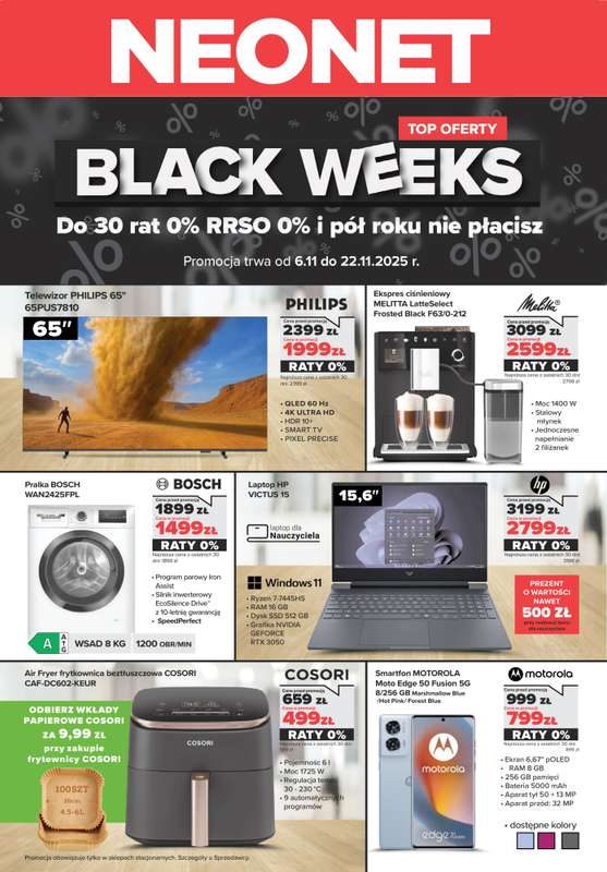 NEONET - gazetka promocyjna BLACK WEEKS - TOP OFERTY od czwartku 06.11 do soboty 22.11