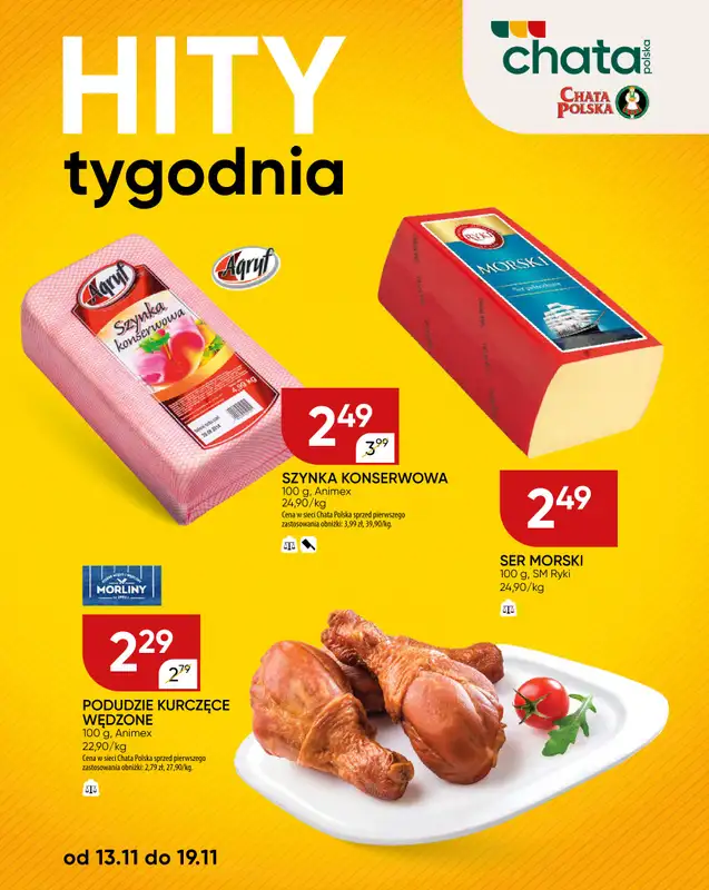 Chata Polska - gazetka promocyjna Hity tygodnia od czwartku 13.11 do środy 19.11