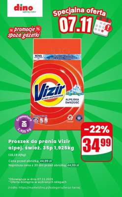 Dino - gazetka promocyjna Proszek do prania Vizir - oferta na 07.11 | Promocje spoza gazetki od piątku 07.11 do piątku 07.11