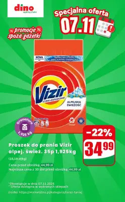 Dino - gazetka promocyjna Proszek do prania Vizir - oferta na 07.11 | Promocje spoza gazetki od piątku 07.11 do piątku 07.11