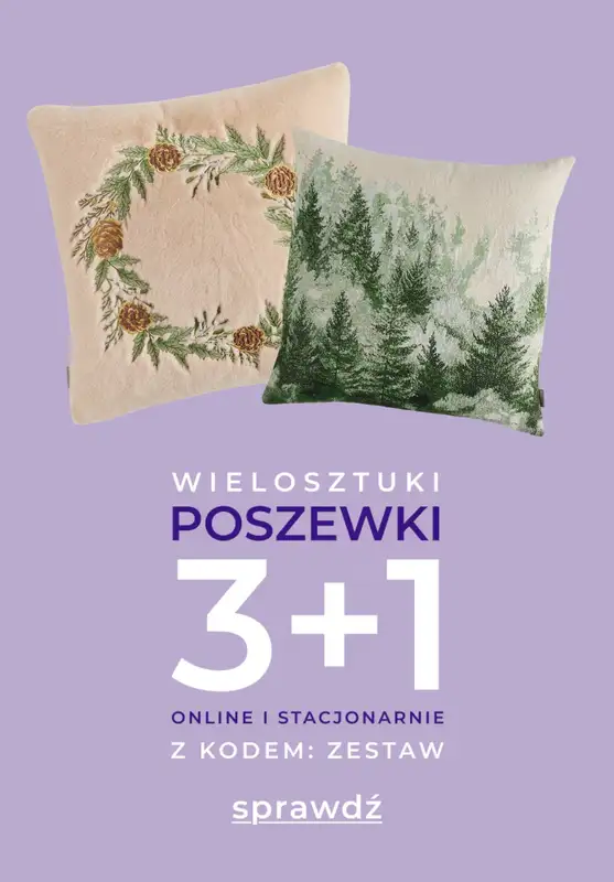home&you - gazetka promocyjna Wielosztuki 3+1 na poszewki Poszewki od poniedziałku 10.11 do wtorku 02.12