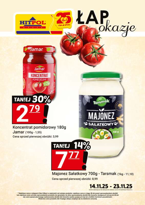 Hitpol - gazetka promocyjna Łap okazje! od piątku 14.11 do niedzieli 23.11