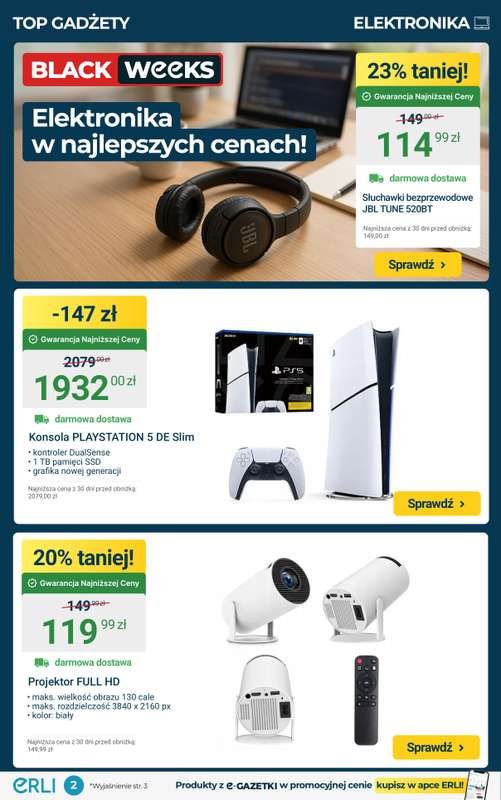 Erli - gazetka promocyjna Black Weeks - Elektronika i AGD najtaniej! od poniedziałku 10.11 do niedzieli 16.11 - strona 2