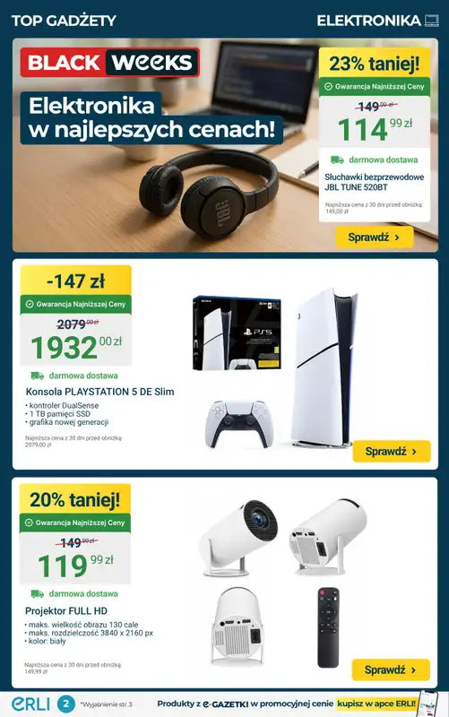 Erli - gazetka promocyjna Black Weeks - Elektronika i AGD najtaniej! od poniedziałku 10.11 do niedzieli 16.11 - strona 2