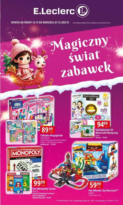 Leclerc - gazetka promocyjna Oferta E.Leclerc | Magiczny świat zabawek od środy 12.11 do niedzieli 07.12