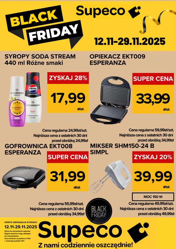 Supeco - gazetka promocyjna Black Friday od środy 12.11 do soboty 29.11