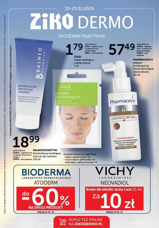 Ziko Dermo - gazetka promocyjna Urodowe must-have od czwartku 13.11 do wtorku 25.11
