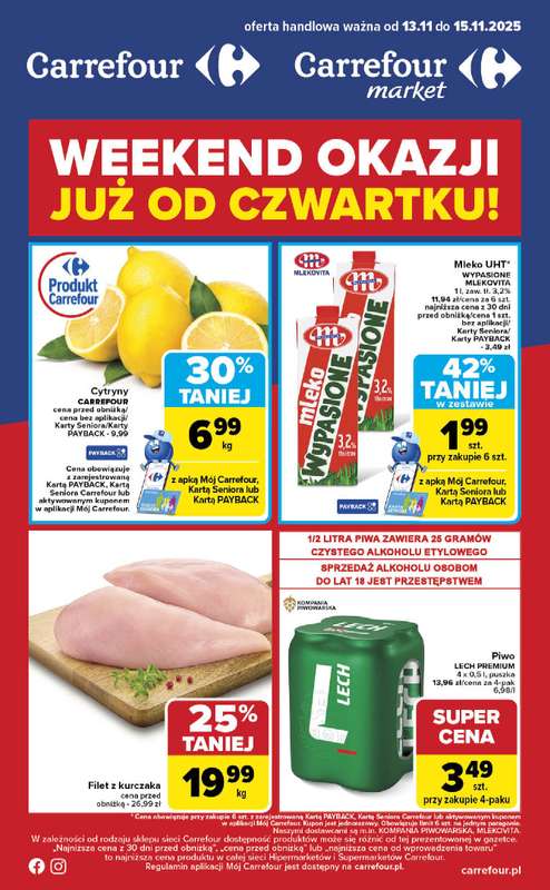 Carrefour Market - gazetka promocyjna Gazetka Weekend promek już od czwartku od czwartku 13.11 do soboty 15.11