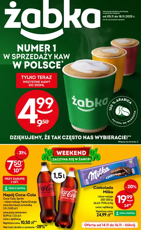 Żabka - gazetka promocyjna Gazetka od środy 05.11 do wtorku 18.11