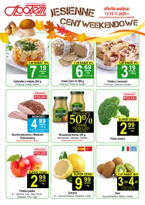 Społem - Blisko i Korzystnie - gazetka promocyjna Plakat promocyjny PSS Kalisz od czwartku 13.11 do soboty 15.11