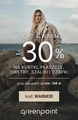 Greenpoint - gazetka promocyjna -30% na kurtki, płaszcze, swetry, czapki i szaliki od środy 12.11 