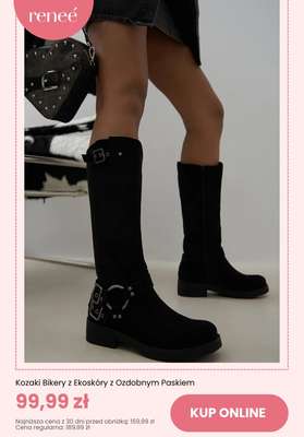 Kozaki Bikery z Ekoskóry z Ozdobnym Paskiem