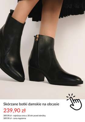 Skórzane botki damskie na obcasie