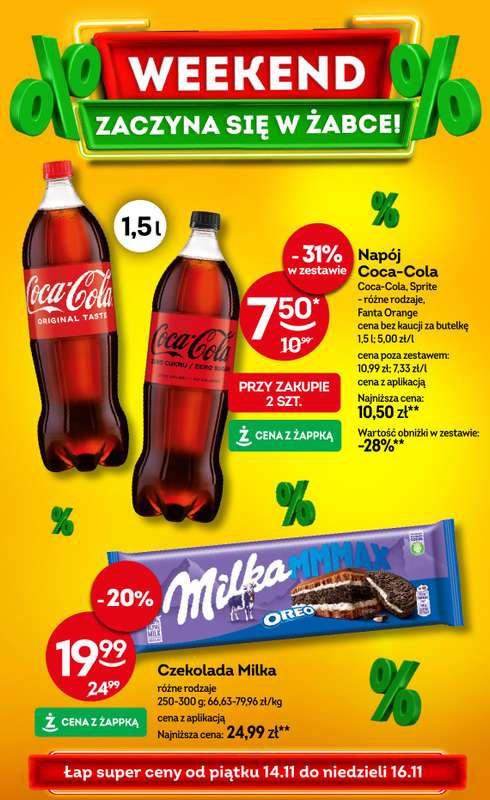 Żabka - gazetka promocyjna Gazetka weekendowa od piątku 14.11 do niedzieli 16.11