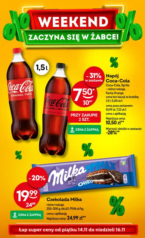 Żabka - gazetka promocyjna Gazetka weekendowa od piątku 14.11 do niedzieli 16.11