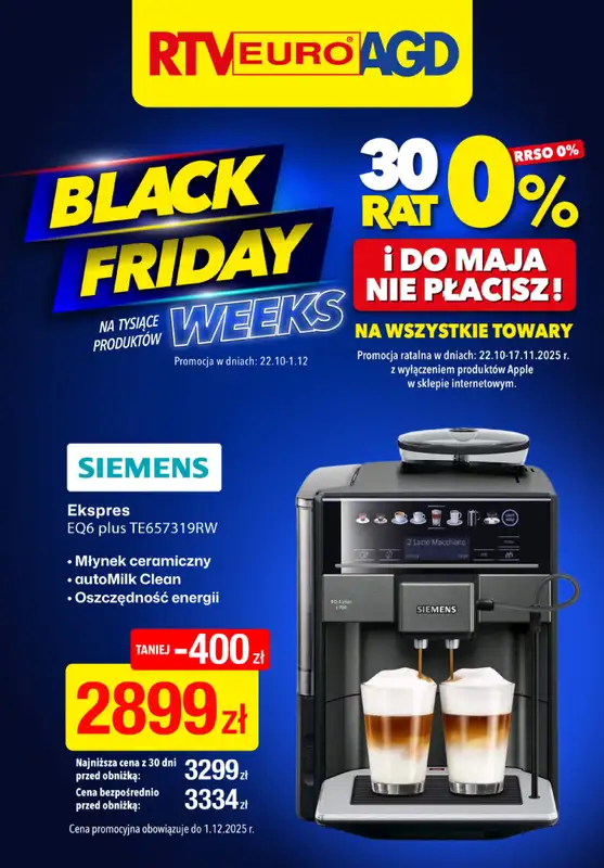 RTV EURO AGD - gazetka promocyjna BLACK FRIDAY WEEKS od środy 12.11 do poniedziałku 17.11