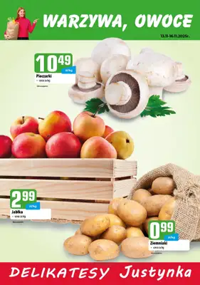 Delikatesy Justynka - gazetka promocyjna Plakaty promocyjne od czwartku 13.11 do niedzieli 16.11