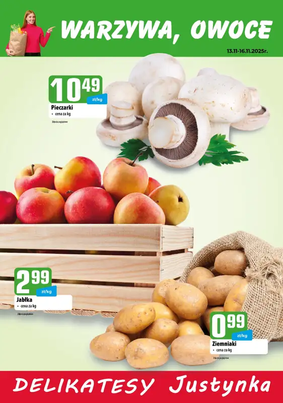 Delikatesy Justynka - gazetka promocyjna Plakaty promocyjne od czwartku 13.11 do niedzieli 16.11