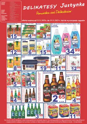 Delikatesy Justynka - gazetka promocyjna Plakaty promocyjne od czwartku 13.11 do środy 19.11