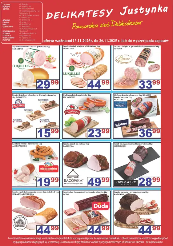 Delikatesy Justynka - gazetka promocyjna Plakaty promocyjne od czwartku 13.11 do środy 26.11 - strona 2