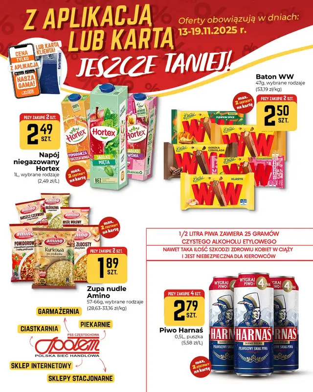 Społem Częstochowa - gazetka promocyjna Plakaty promocyjne od czwartku 13.11 do środy 19.11