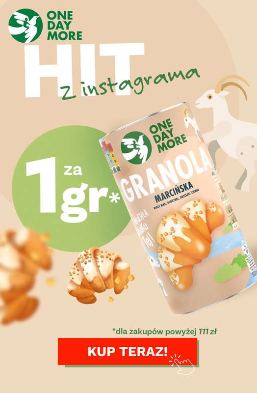 One Day More - gazetka promocyjna Granola Marcińska za 1gr* od piątku 14.11 do poniedziałku 17.11