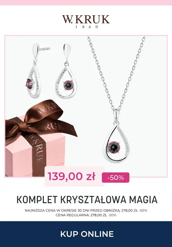 Prezenty - gazetka promocyjna W.Kruk | Do -50% na komplety biżuterii od czwartku 13.11  - strona 4