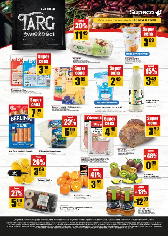Supeco - gazetka promocyjna Targ świeżości od wtorku 18.11 do poniedziałku 24.11