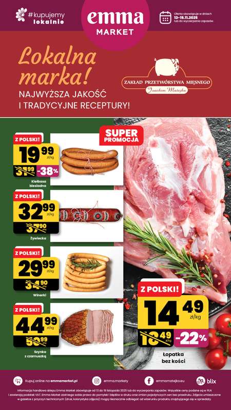 emma MARKET - gazetka promocyjna Plakat promocyjny od piątku 14.11 do środy 19.11