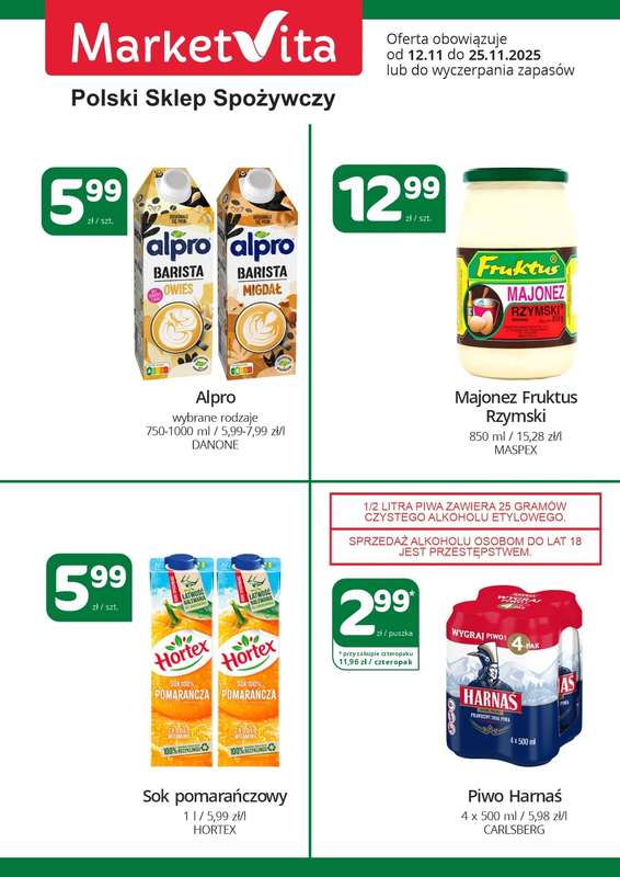 Marketvita - gazetka promocyjna Plakat promocyjny od piątku 14.11 do wtorku 25.11
