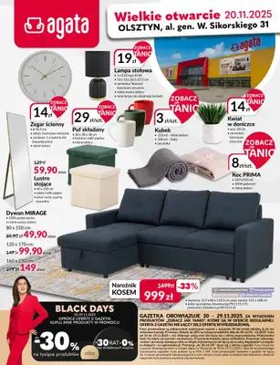 Salony Agata - gazetka promocyjna OLSZTYN: SALONY AGATA Wielkie Otwarcie Już 20.11! od czwartku 20.11 do soboty 29.11
